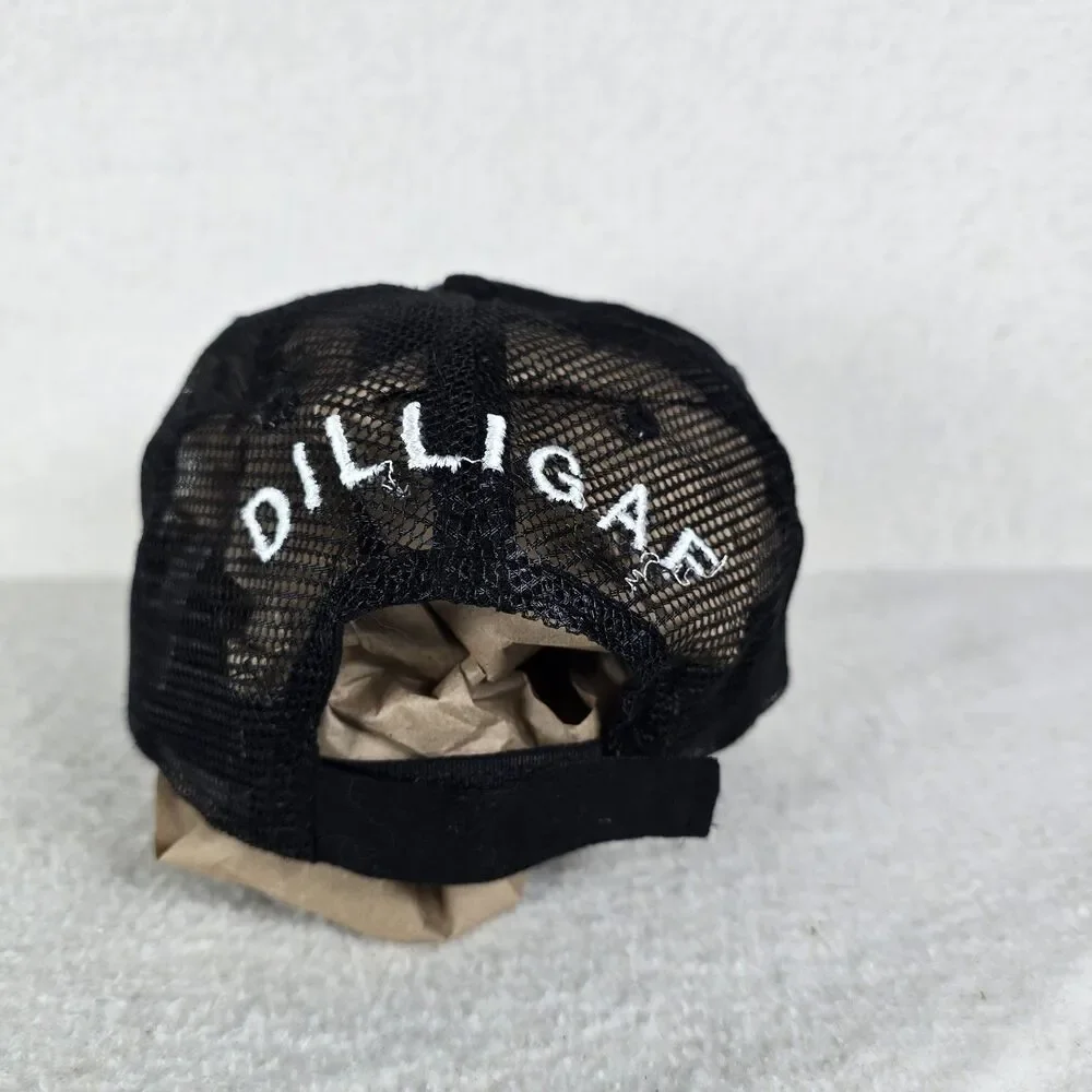 DILLIGAF by Bohica Bill Truckers Black Baseball Cap Embroidered Rhinestone Logo